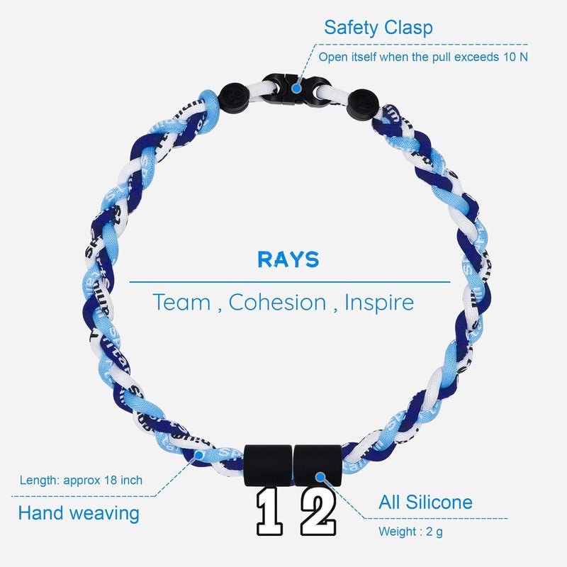 SUPBOMM Baseball Rope Necklaces, League Team Colors Braided Necklace with Number Pendant, Baseball Team Gifts - Image 2